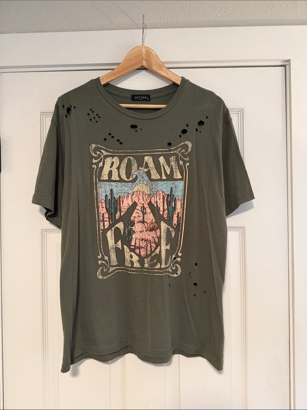 TBN Zutter Olive "Roam Free" Graphic Tee